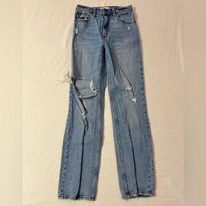 A&F Abercrombie and Fitch 90s Ultra High Rise Distressed Straight Leg Jeans Jean